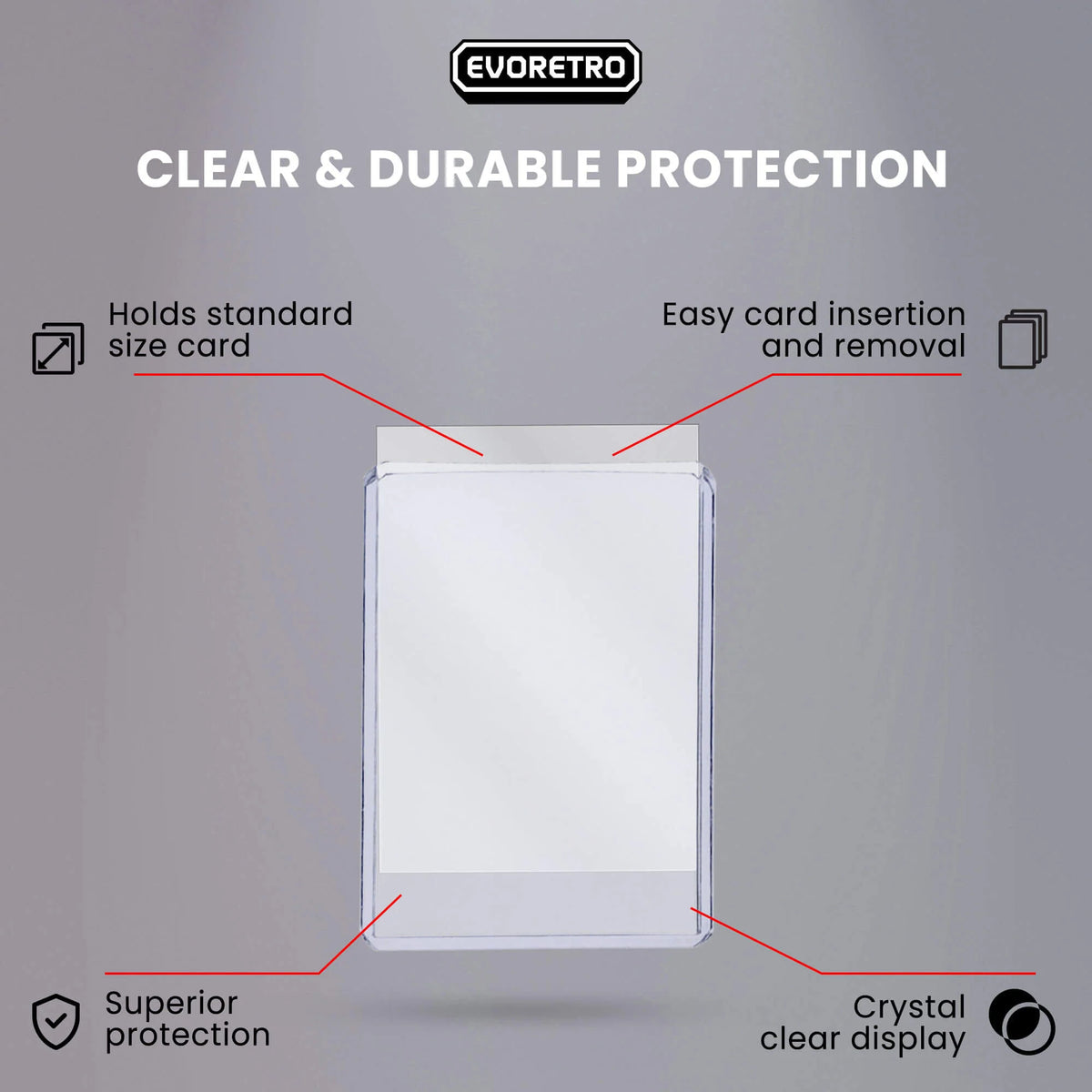 EVORETRO Top Loaders & Sleeves - Pack of 100 Toploaders 35PT & 100 Sleeves