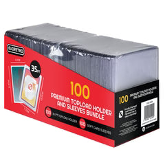 EVORETRO Top Loaders & Sleeves - Pack of 100 Toploaders 35PT & 100 Sleeves