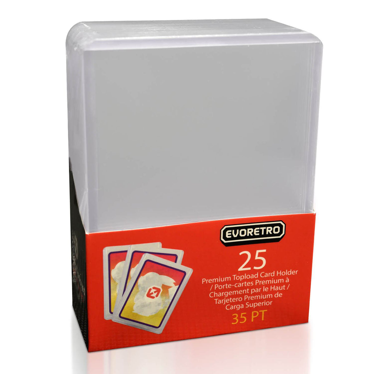 25 EVORETRO Toploader 35pt – Pack of 25 for Trading Cards